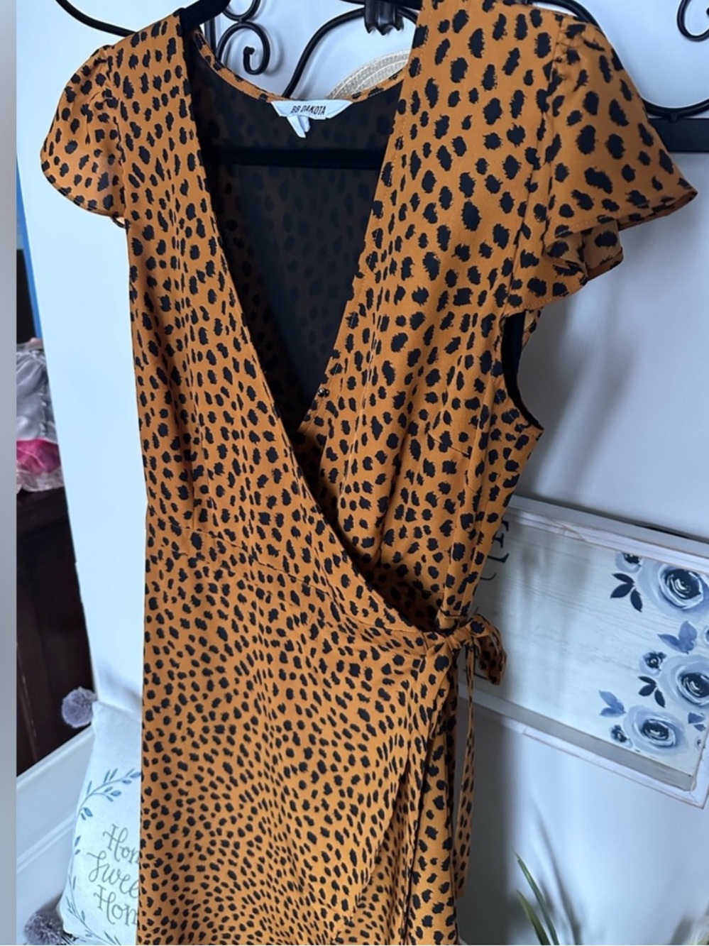 BB Dakota Brown High Low Animal Print Wrap Dress - Picture 4 of 7